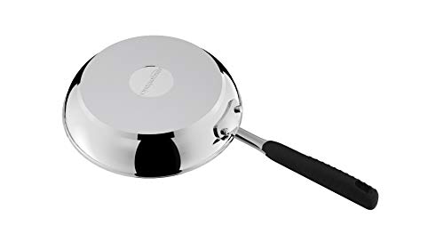 Amazon Basics Stainless Steel Non-Stick Induction Frying Pan - with Soft Touch Handle, &BPA Free, 28 cm, Silver