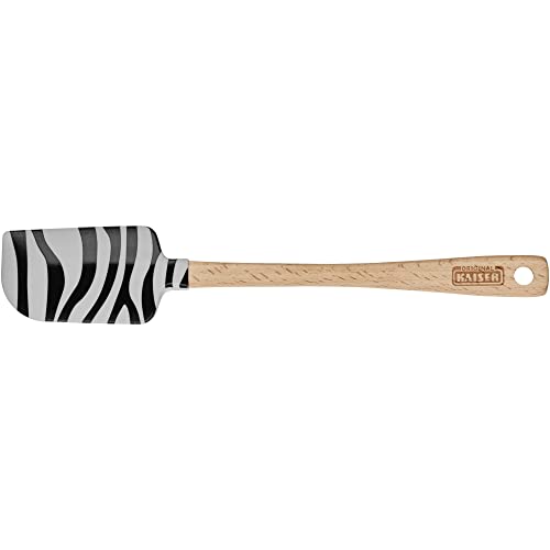 Original Kaiser Go wild Dough Scraper - Espátula de cocina (23 x 4 cm, 100% silicona, mango de madera, resistente al calor, diseño de cebra, color gris claro Cover