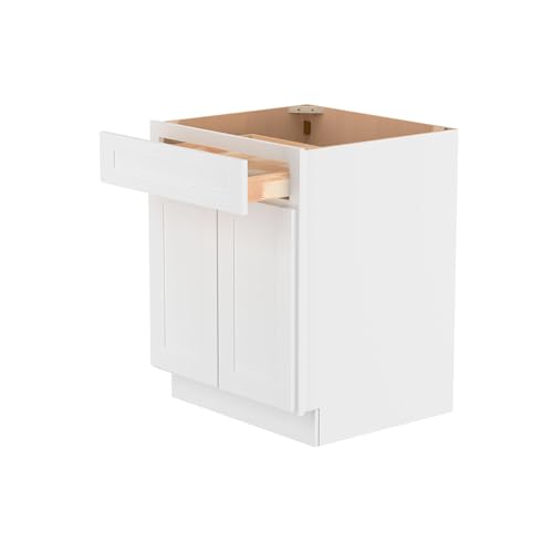 Image of Furinno Shaker Drawer Base Kitchen Cabinet with 2-Doors, Ready to Assemble, 24 D x 27 W x 34.5 H, White