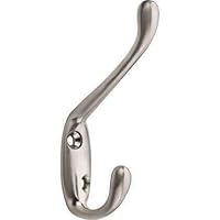 Decohooks Robe, Hat & Coat Hook - Satin Nickel - Door and Wall Mountable - Single - Fixings Included