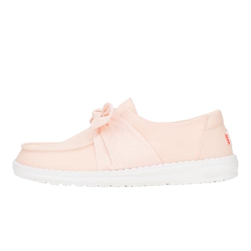 HEYDUDE Wendy Bow Essentials, Womens Shoes, Womens Slip-on Loafers, Comfortable & Light-Weight Pale Pink