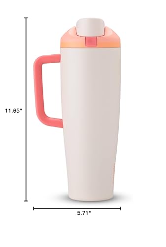 Image of Owala FreeSip Tumbler - Stainless Steel-40-oz.-Orange /Tan(Sparkling Sherbet)