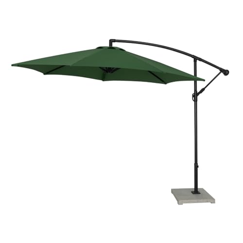 BEYOND SKY Outdoor Patio Umbrella with Base – Cantilever Hanging Umbrella with Crank & Tilt, Large Garden Parasol for Deck, Poolside, Backyard & Lawn (Green)