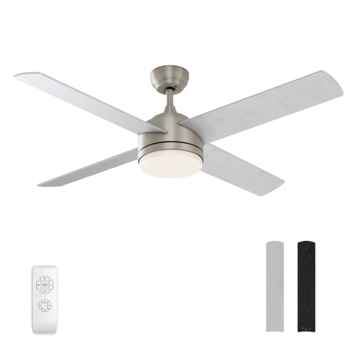 warmiplanet Ceiling Fan with LED Light and Remote Control, Brushed Motor, 52-Inch (4-Blades)