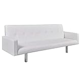vidaXL Sofa Bed with Armrest Artificial Leather White Living Room Seating Home