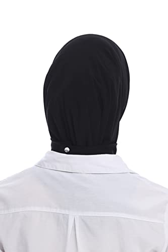 Marwa Fashion Muslim Hijab for Women - Premium Quality Hijab Scarves for Women made up of 100% Stretchable Polyester, Black, M - Slim Fit