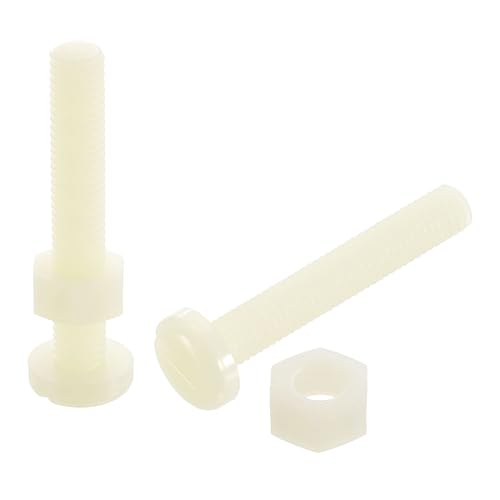 Vis en nylon M8-1,25 x 50 mm tête cylindrique fendue uxcell et écrous assortis pour bricolage