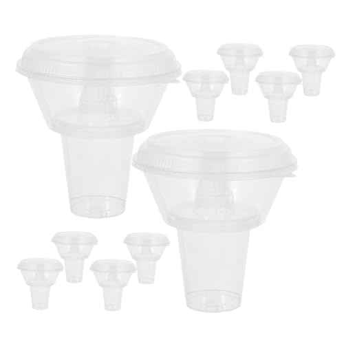 SOESFOUFU 10Sets Convenient Beverage Cup and Combined Food Bowl with Lid for Outdoor Snacking Drinking Cups for Drinks and Fries Holder Creative Hot Pot Snack Bowl Cup