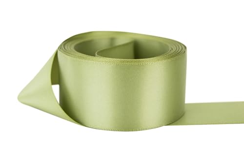 Image of Ribbon Bazaar Double Faced Satin - Premium Gloss Finish - 100% Polyester Ribbon for Gift Wrapping, Crafts, Scrapbooking, Hair Bow, Decorating & More - 2-1 /4 inch Spring Moss 25yd Spool