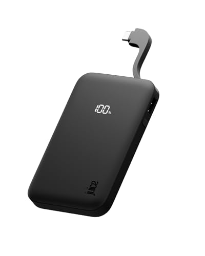Juice Banco de energía ecológico Integrado, Cargador portátil de 5000 mAh con Cable Integrado y Pantalla Digital, Salida USB-C, Banco de energía para iPhone 15 16 Pro MAX, Samsung, Xiaomi, Android