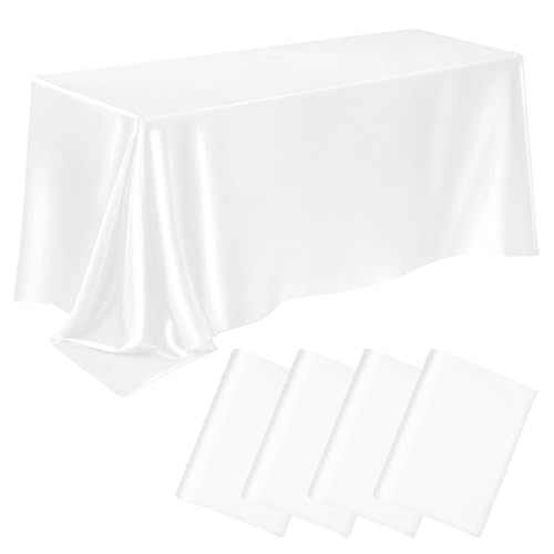 4 Packs Satin Rectangle Tablecloth 58 x 102 Inch, Stain and Wrink...