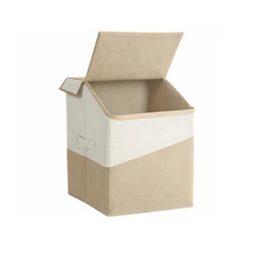 Image of 75 Liter Non Woven Laundry Basket with 2 Side Pockets for Socks and Handkerchief |Foldable Clothes Storage Bin Organizer for Dirty Clothes, Kids Toys, Bedroom & Bathroom (white beige)