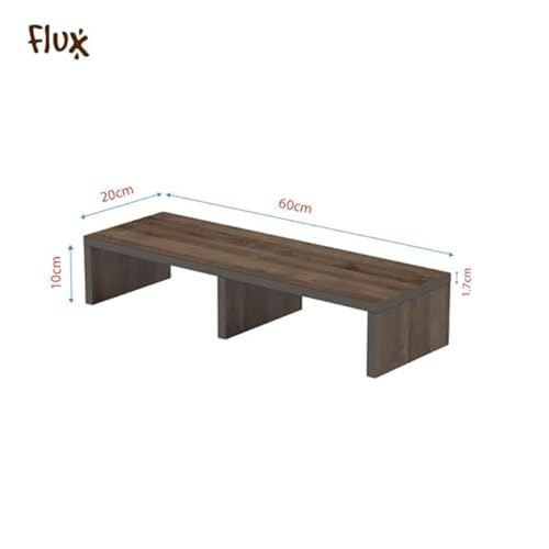 Image of flux Monitor Stand Wooden | Monitor Stand Riser | PC Stand For Desktop Table | , with 3 leg support, Non-Slip | Material: Particle Board Wood | Size: (59.5 cm x 20cm x 12cm) Brown