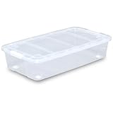 アイリスオーヤマ 収納 キャリーストッカー 幅40×奥行74×高さ17㎝ 日本製 クリア/ホワイト AA-740S