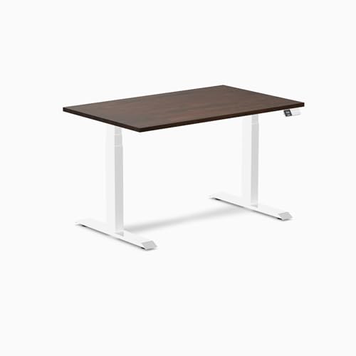 Image of Desky Electric Standing Desk, 48 x 30 inch Rubberwood Height Adjustable Sit Stand Desk, Dual Motor, Memory Presets, Ergonomic Workstation for Home Office - Dark Walnut Top
