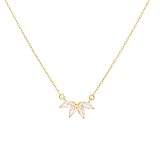 ab creatives Dainty CZ Marquise Flower Pendant Necklace, 16-18 inch Adjustable Chain, Gold Plated Sterling Silver