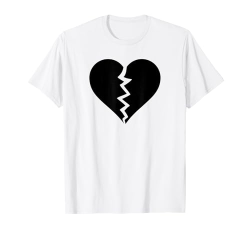 BROKEN HEART HEARTBREAK HEARTBROKEN BREAK BLACK HEART T-Shirt