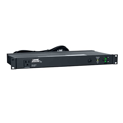 Lowell ACR-1509-S PDU with 9 (15A) Outlets, Surge Suppression; 120VAC, 60Hz, 15A; Termination: 9 Ft. Attached Cord with NEMA 5-15P Plug; Basic Surge Protection; Rocker Switch with Guard