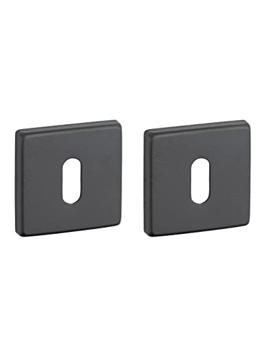 THIRARD - Ensemble de rosaces carrées Zibel, 50x50mm, trou de clé, noir mat