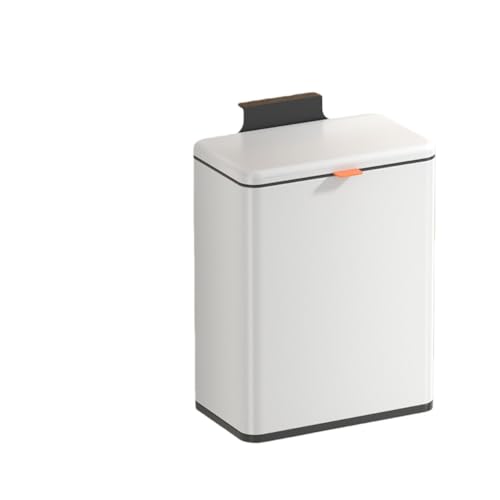 BtcFu ステンレス製壁掛けゴミ箱、容量5L/8L、キッチン家庭用フリップトップゴミ箱,密閉、防臭 (8L,パールホワイト)