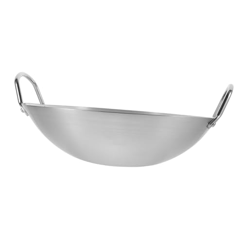 Wok de acero inoxidable con doble asa 12 pulgadas miniatura 1