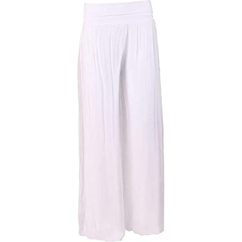 JJ CLOTHING Ladies Silk Trousers with Elastic Waist Cover