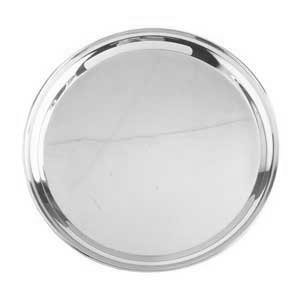 Service Tray, Round Stainless Steel, 16'', Silver