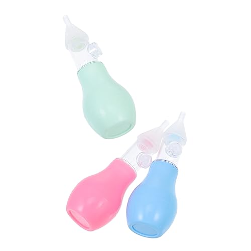 SUPVOX 3 Piezas Aspirador para Bebés de Silicona Limpiadores Nasales Bebés Colores Surtidos Aspirador de Moco para Casa