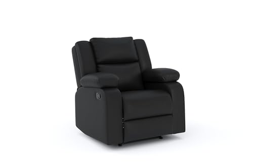 Image of Amazon Brand - Solimo AeroEase Leatherette | Single Seater Sofa Recliner | Manual Recliner (Leatherette Black)