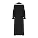 Borniu Women's Nightgown Long Sleeve Sleepwear Comfy Sleepshirts Solid Color Casual Fashion Fall Winter Nightshirt Black