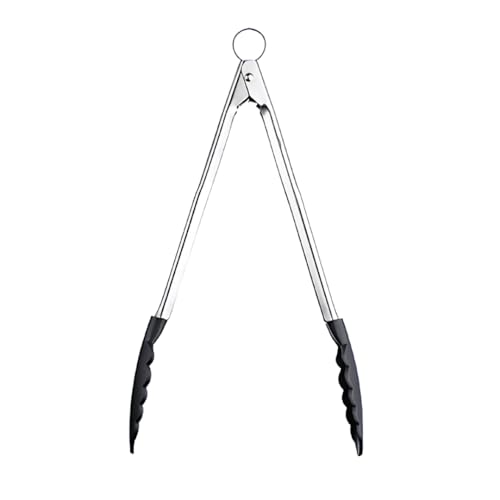 Cuisipro Küchenzange Edelstahl mit Nylon-Enden, 30,5 cm, Grillzange Edelstahl mit Verriegelungsmechanismus, Hitzebeständige Kochzange bis 220°C, Nudelzange mit rutschsicheren Enden