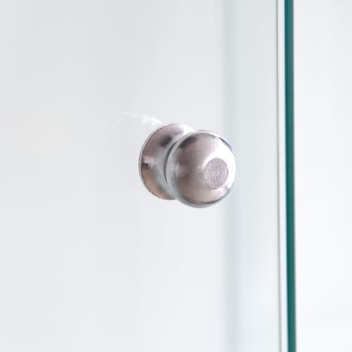 Shengrunner Frameless Glass Display Cabinet, Curio Cabinet with Lock and 2 Doors, Quick-Install Floor Standing Showcase Display Shelf for Collectibles, Legos, Figures, Plants