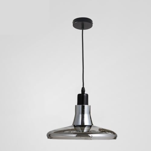 Vintage Industrial Chaner Ceiling Light in Smoke Grey Electroplated Glass Modern Hanging Ceiling Lighting for Bedroom, Living Room, Restaurant Loft