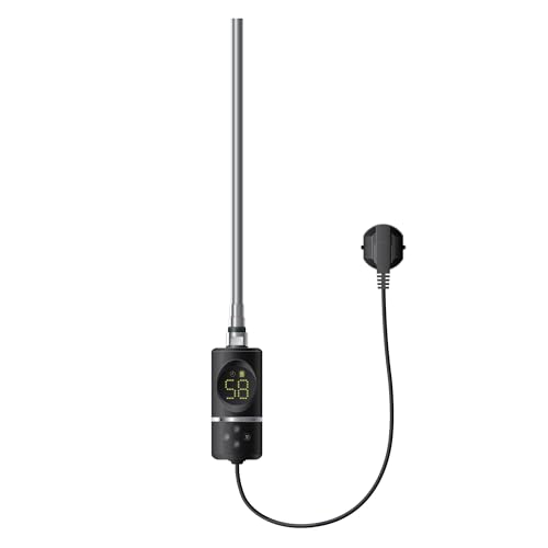 LuxeBath Heizstab 900W Schwarz mit Thermostat und Digitalanzeige, Elektronischer Temperaturregler und Timer-Funktion, Heizpatrone Heizelemente für Badheizkörper Heizungen, Elektroheizstab mit Stecker