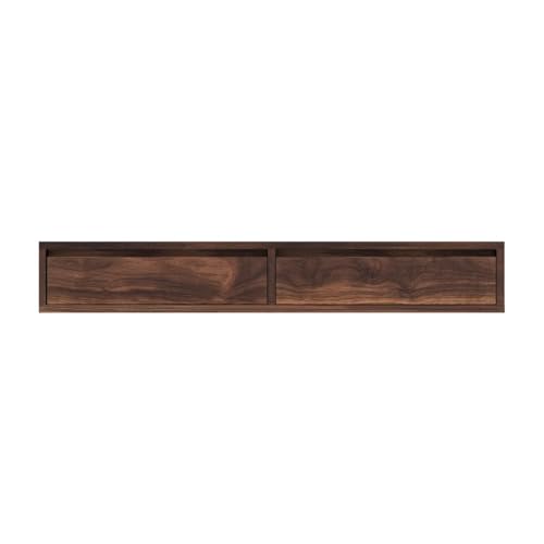 Image of Solid sheesham Wood Floating Study Table with 2 Drawers Storage for Students Laptop Office Desk Wooden Wall Mount Storage Workstation Writing Tables for Study Room Furniture - Natural Finish