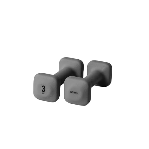 WeGym SafeGrip Square Dumbbells with Anti Slip Handles, Aesthetic Free Weights for Home Workouts, Stable Design Prevents Rolling during Floor Exercises (3LB/1.4KG, Pair Slate)