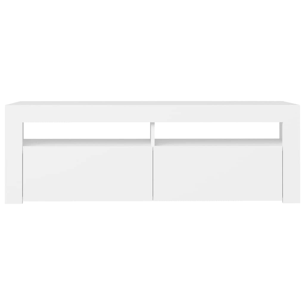 Willood Mueble de TV con Luces LED Aparador Armario Estante Soporte Consola Mobiliario Salón Sala de Estar Dormitorio Blanco 120x35x40 cm