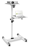 Techly 309593 Carrello Supporto per Proiettore Beamer Notebook PC Ripiani Regolabili Bianco