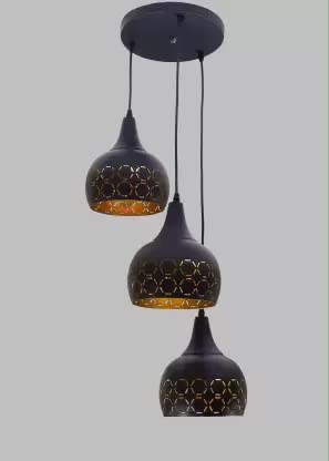 Image of Desidiya Metal Cutted 3 Light Cluster Hanging Light Ceiling Pendant Lights for Home Decoration Living Room /Hall /Balcony /Restaurant Bar Lighting (Bulb not Included - Small - Black)