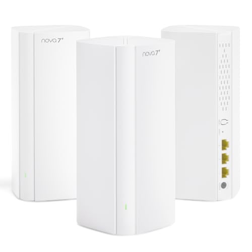 Tenda BE3600 Dual Band WiFi 7 Mesh WiFi System - 3*Full Gigabit Ports, Supports 160+ Devices, VPN, MLO, 4K QAM, Seamless Roaming, Internet Backhaul - ME3 Pro (3-Pack)