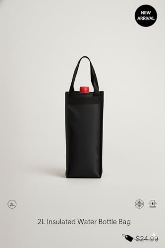 Image of Aklima 2-Litre Water Bottle Carrier Bag | Black | Insulated Tote with Handles | Reusable, Eco-Friendly Bottle Bag for Travel, Gym, Office, Outdoor Activities