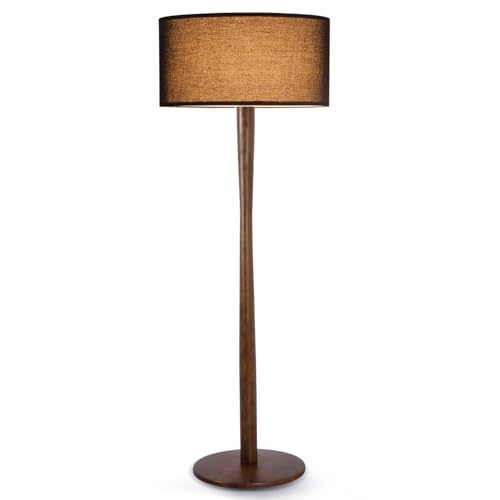Keazile 62' Tall Rustic Wood Floor Lamp for Living Room, Farmhouse Walnut Wood Floor Lamps with...