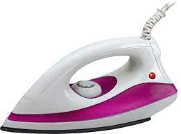 EX-01 1000W Dry Iron with Advance Soleplate ,(white&pink) (Aluminum)