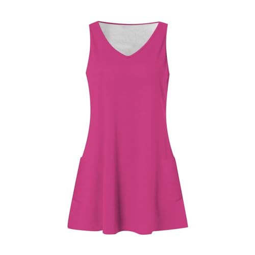 Image of Summer Dresses for Women 2026 Casual V Neck Sleeveless Sundresses Boho Beach Tank Dresses with Pockets