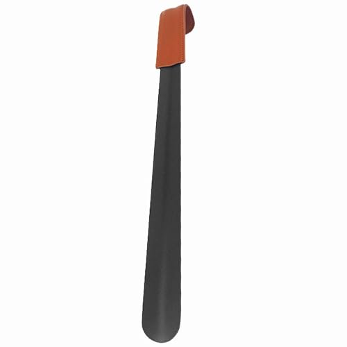 Velvaria Long Handled Shoe Horn - 42cm Stainless Steel Metal Shoehorn with PU Leather Strap | Shoe Lifter Shoe Puller & Shoe Spoon for Men Women and Seniors | Durable Shoe Care Accessory