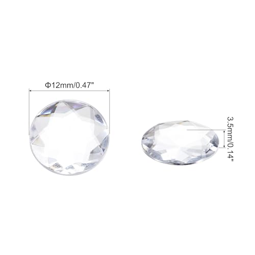 Image of MECCANIXITY Flat Back Round Acrylic Rhinestones,12mm White Flatback Crystal Rhinestones for Crafts Clothes Shoes DIY Decoration Gifts 50Pcs