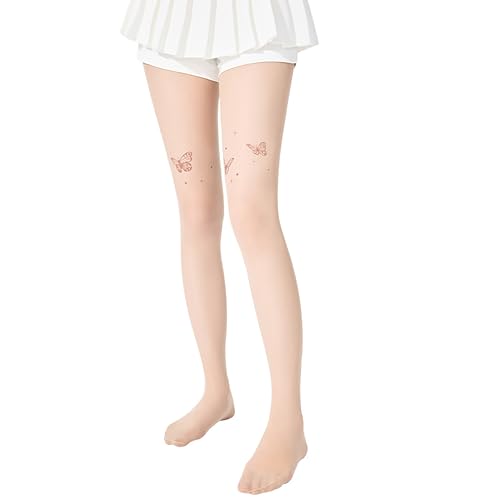 Image of Women's Nude 15D Butterfly Pattern Pantyhose, Ultra-Thin Anti-Snag Tights with Reinforced Toes, Super Elastic Comfort for Everyday Wear(Skin color)