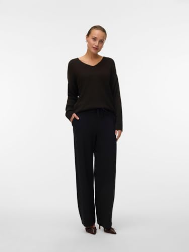 VERO MODA Damen Vmcrewlefile Ls V-Neck Blouse Noos Strickpullover, Chocolate Torte/Detail:Melange, XS – Ansicht 2