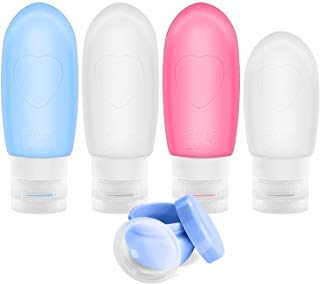 OURSUNSHINE Travel Bottles,Leakproof Silicone Refillable Travel Containers,Squeezable Travel Tube Sets Cosmetic Toiletry Containers for Shampoo Lotion Soap (3oz or 2oz)