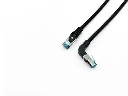 Equip 605892 Cat.6A S/FTP Patchkabel, abgewinkelter auf geraden Stecker, 3,0 m, schwarz